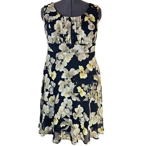 Signature Ella Floral Chiffon Midi Dress Women's 18W Babydoll Cottagecore Church